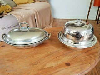 2 Antique Sheffield Silverplate Serving Dishes Martin Hall And William Rodgers