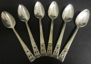 Vintage Set Of 6 Silver Plated Hampton Court Oneida Community Teaspoons