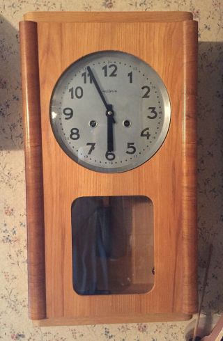 Vintage Rare Mestron Blond Oak Wall Chime Clock