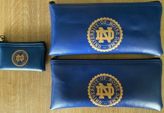 Vintage University Of Notre Dame Pencil Cases And Coin Purse.  Rare And Great