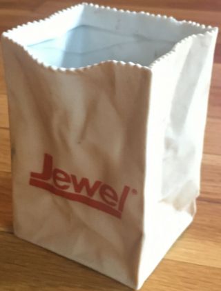 Rare Vintage Jewel Osco Grocery Store Collectible Ceramic Paper Bag W/logo Odd