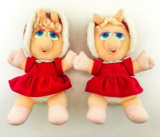 2 Vintage Muppet Babies Baby Miss Piggy Plush Doll - 1987 Mcdonalds - Jim Henson