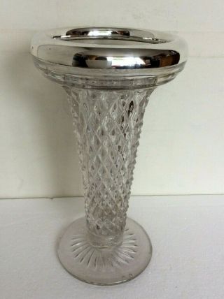 Vintage Sterling Silver & Glass Pedestal Vase 9.  5 " - 24cm John Grinsell 1949