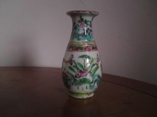 19th Century Miniature Chinese Canton Famille Rose Porcelain Vase