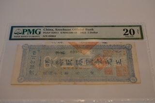 Rare 1923 China,  Szechuan Official Bank 1 Dollar P S2811 Pmg 20