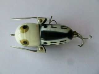 Vintage Heddon Tiny Crazy - Crawler Black And White Fishing Lure 2 3/4 " Long