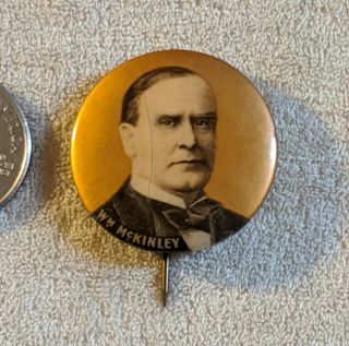 Very Rare Full Color William Mckinley President 1896 1900 Button Political Pin