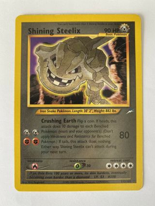 Pokemon Shining Steelix 112/105 Neo Destiny Holo Secret Rare Card Nm