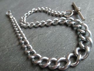 Vintage Chunky Graduated Silver Or Chrome Plated Albert Pocket Watch Chain