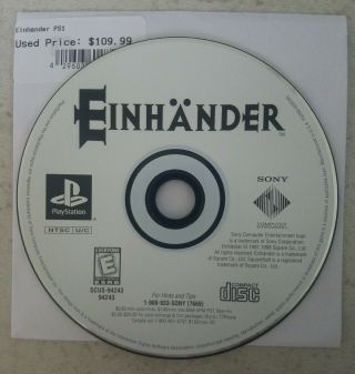 Rare Einhander Playstation 1 2 Ps1 Ps2 Video Game Disc Only No Scratches
