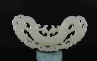 Certified Finely Chinese Qing Dy Old Nephrite Jade Carved Dragons Pendant C1325