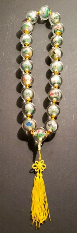 Rare Antique Vintage X20 Globe Glass Beads Inside Reverse Hand Painted