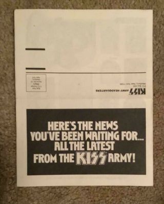 KISS Army Newsletter 1980.  very rare one of the last 4 - 1980 - 81 USA 2