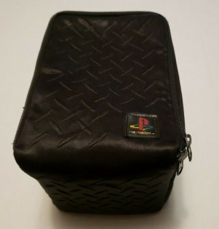 Sony Playstation Ps1 Ps2 Vtg.  Padded Travel Bag Game Carry Case Black Grid Rare