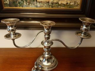 Vintage Silver Plated On Copper Three Branch Candelabra,  One of Two 2