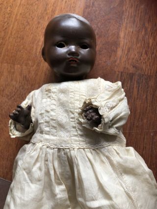 Antique Armand Marseille Bisque Black Baby Doll,  A M Germany @ 1900