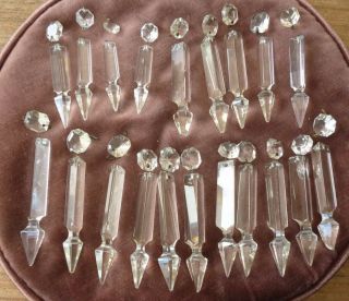Vintage Antique Victorian Chandelier Prisms Joblot Glass Crystal Drops X 20