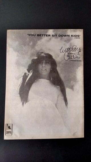 Cher " You Better Sit Down Kids " 1967 Very Rare Print Promo Poster Ad