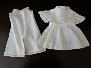 Antique Victorian Doll Clothes White Dress Romper Fit 16 " 17 " French Jumeau Bebe