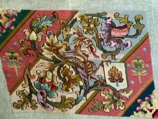 Antique / Vintage Tapestry And Petit Point Gothic Style Tapestry Panel