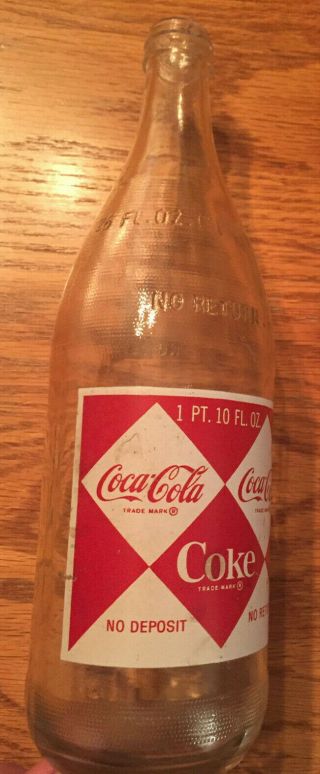 Vintage 1960 ' s Coca Cola Diamond Label Bottle 1 pint 10 oz RARE 2