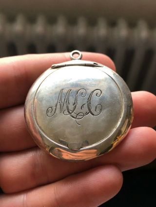 1909 Antique Jewellery Sterling Silver Hallmarked Compact Mirror Pendant
