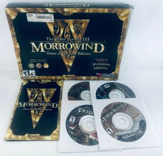The Elder Scrolls 3 Morrowind Game Of The Year (pc,  2002) Big Box Rare