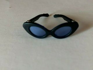 1 Vintage Barbie Black Cat Eye Sunglasses With Blue Lenses,  Wow
