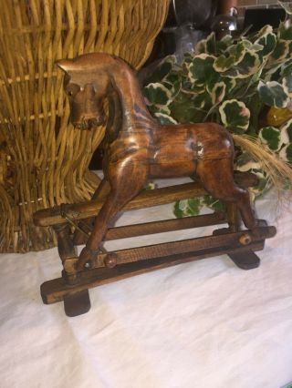 Antique/vintage Wooden Miniature Rocking Horse.