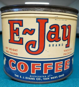 Rare Vtg Advertising E - Jay Blue Jay Bird Coffee Tin Can Not Porcelain Sign