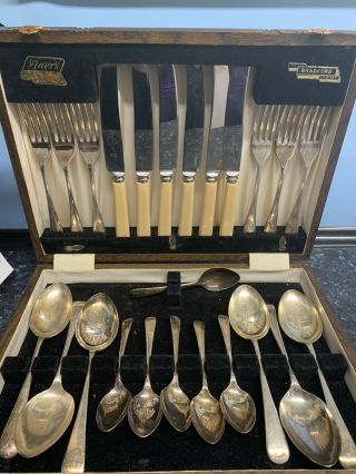 Vintage Viners Of Sheffield Cutlery Set Epns In Bradford Cabinet