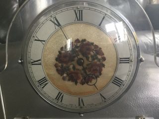 Vintage Art Deco Perspex Embroidered Wind Up Mantle Clock Made In England 3