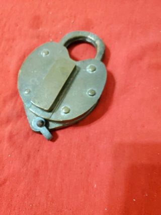 Antique Collectible Metal Abstract Padlock Lock Marked Deco Art Pad Lock Art