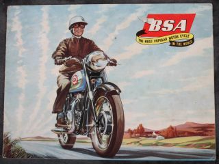 Rare Bsa 1958 Motorcycle Brochure For Cycle Models Ohv