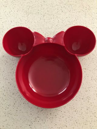 Zak Designs Disney Red Minnie Mouse Head Melamine Chip And Dip Bowl Rare