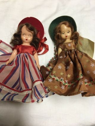 2 Vintage Nancy Ann Storybook Dolls Sleep Eyes With Clothes - No Tags