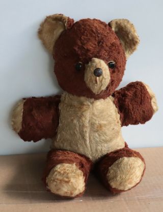 Vintage 1950s Plush 12 " Teddy Bear Button Eyes And Nose