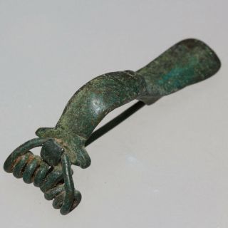 Intact Ancient Roman Bronze Fibula Brooch Circa 100 Ad