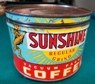 Rare Vtg Advertising Sunshine Coffee Tin Can Not Porcelain Sign