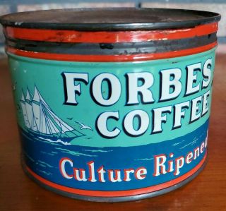 Rare Vtg Advertising Forbes Marine Nautical Coffee Tin Can Not Porcelain Sign