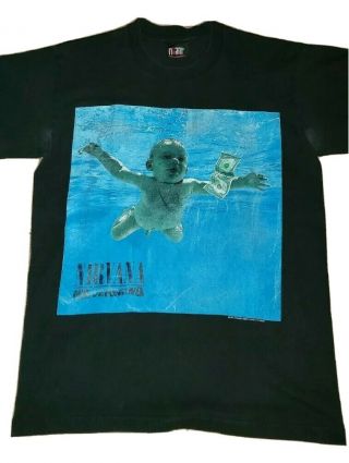 1991 Vintage Nirvana Nevermind T - Shirt Size L Black Rare - Giant Tag