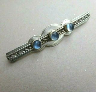 Antique Edwardian Arts And Crafts Silver And Moonstone Brooch / Pin