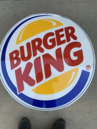 Vintage Authentic Burger King Large Plastic Business Sign 30 " Round Rare