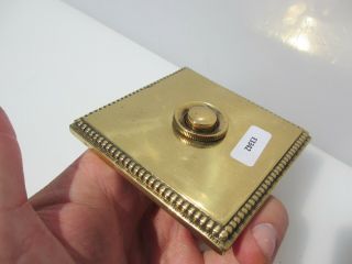 Vintage Brass Doorbell Door Bell Servants Button Old Beading 3.  25 "