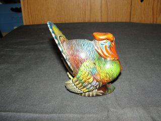 Rare Germany Turkey Tin Wind - Up Great Colors Key Wings Flap Moves Forward