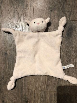 Pottery Barn Kids Lamb Baby Security Blanket Lovey Lovie Rare Knotted 12” Cream