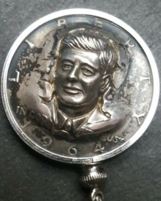 Rare 1964 John F.  Kennedy 3d Half - Dollar Key Chain Look Read