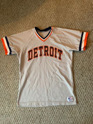 Vintage 80’s Detroit Tigers Sand Knit Blank Jersey Usa Made Rare 1980 