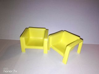 Vintage Mattel Barbie Doll House Furniture Yellow Chairs Seat 1973