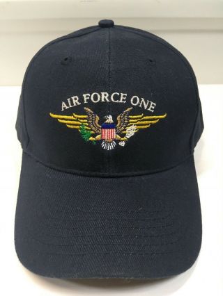 Vintage The Reagan Library Air Force One Hat Cap Navy Blue Adjustable Rare